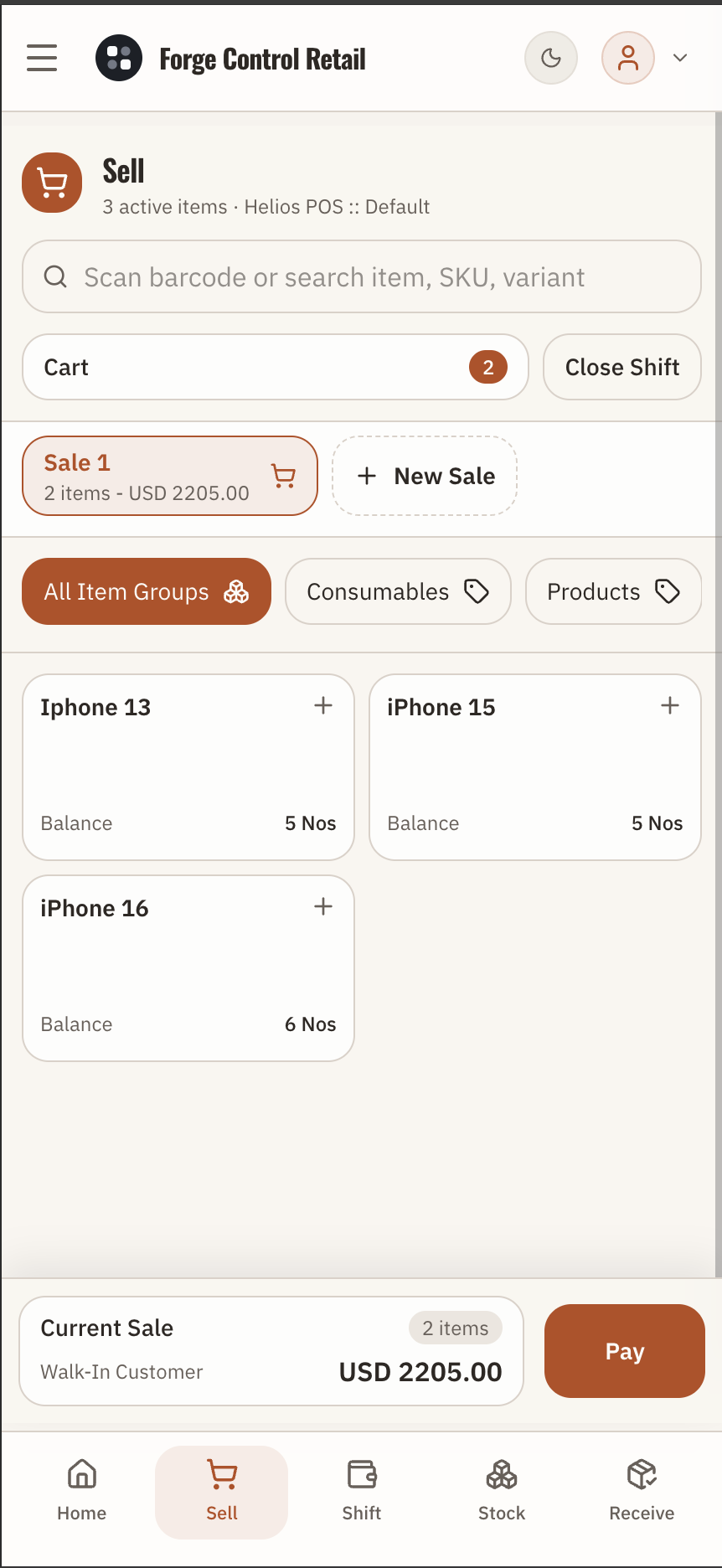 Forge Control retail POS mobile workflow