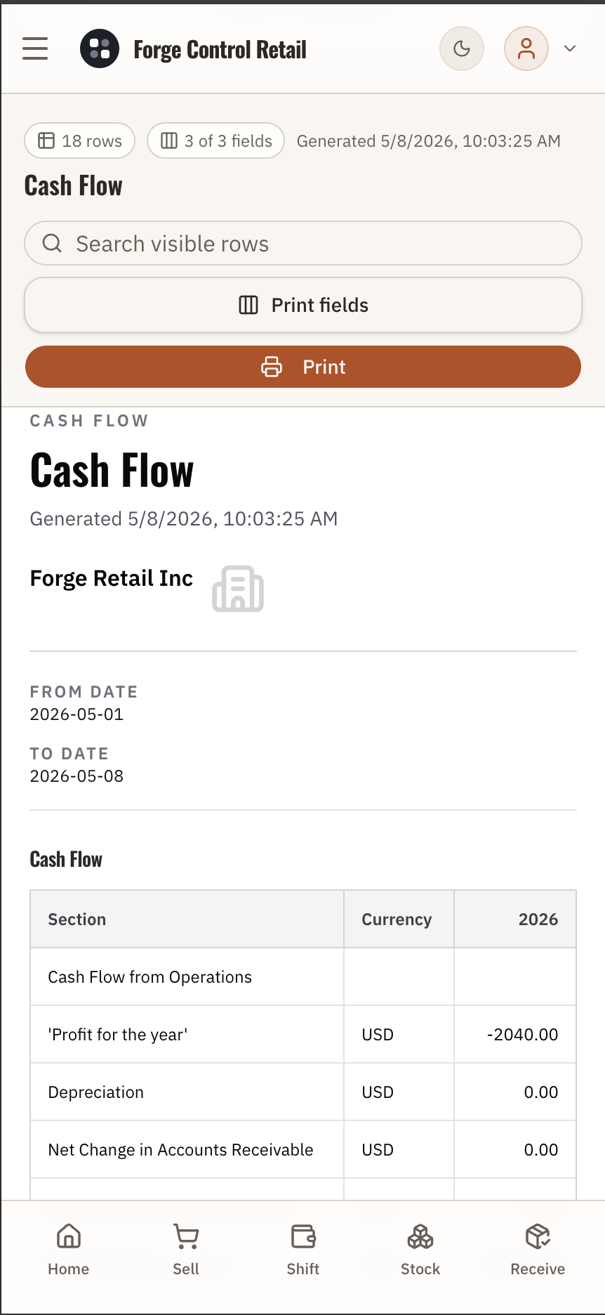 Retail report mobile workflow